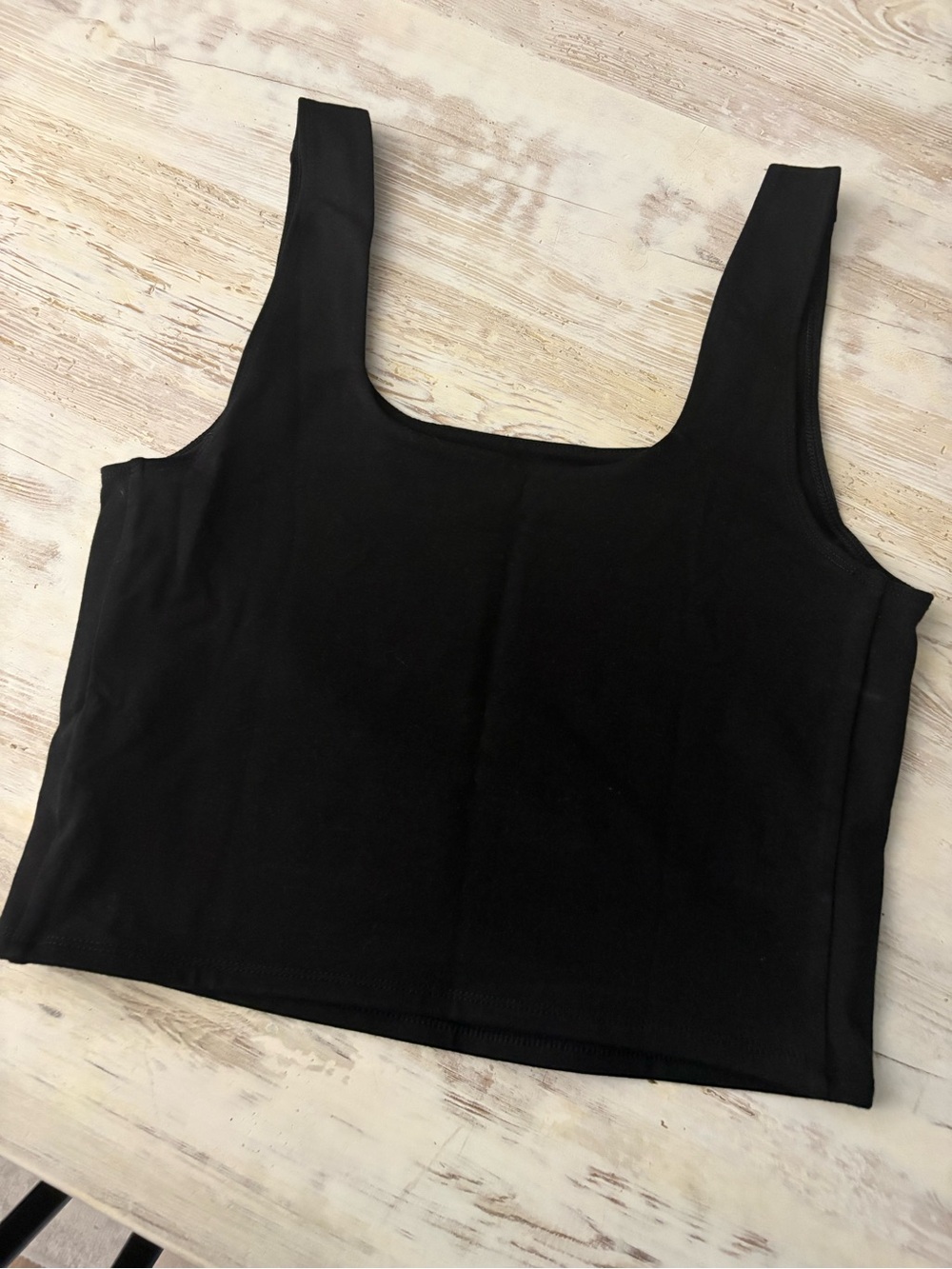 Pact Black Square Neck Crop Tank
